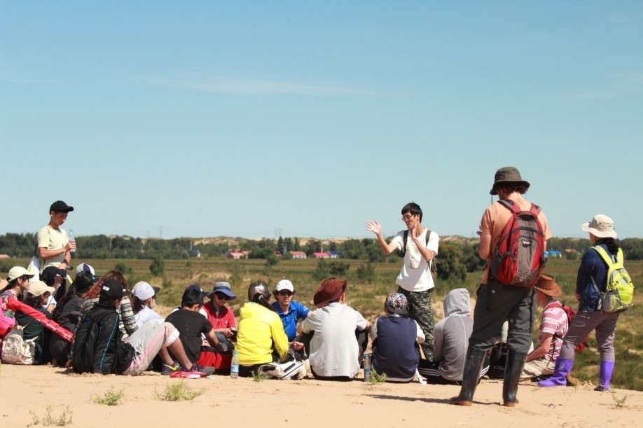 Volunteers listening to instructions               